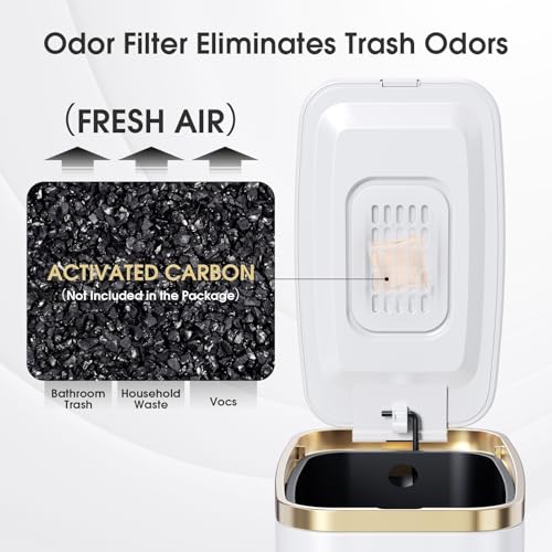 luxury CEROELDA Small Bathroom Trash Can with Lid Soft Close-5L/1.3 Gal Essentials