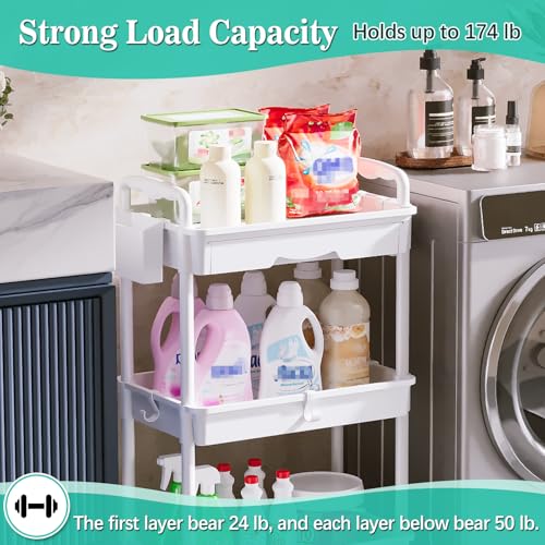 Modern SUNALLY 3 Tier Rolling Cart with Drawer, Bathroom Storage Organizer for Daily Use